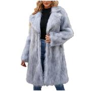 AEGJEGVD 2024 Veste Fausse Fourrure Femme mi Longue Léopard Manteau en Fourrure synthétique Veste d'hiver Chaude Manteau Élégant Couleur Unie Fluffy Manteau en Fausse Fourrure Polaire Coat Jacket