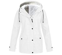 AEGJEGVD 2024 Vêtements Imperméables Femme Hiver Chaud Veste de Pluie Long Manteaux Imperméables avec Capuche D'extérieur Coupe Vent Grande Taille Décontracté Impermeable Veste Pas Cher