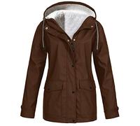 AEGJEGVD 2024 Vêtements Imperméables Femme Hiver Chaud Veste de Pluie Long Manteaux Imperméables avec Capuche D'extérieur Coupe Vent Grande Taille Décontracté Impermeable Veste Pas Cher