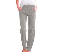AEGJEGVD 2025 Pantalon Femme en Lin Été Pantalons Fluide Décontractés Léger Respirant Ample Pantalon Large Femmes Soldes D'Été Vetement Mode Pantalons Chic et Elegant Pas Cher
