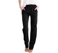 AEGJEGVD 2025 Pantalon Femme en Lin Été Pantalons Fluide Décontractés Léger Respirant Ample Pantalon Large Femmes Soldes D'Été Vetement Mode Pantalons Chic et Elegant Pas Cher