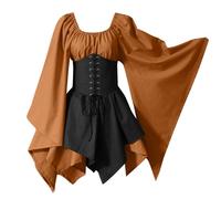 AEGJEGVD 2025 Robe Irlandaise Traditionnelle Femme Costume Gothique Médiévale Renaissance Robes Medievale Gothique pour Halloween Carnaval Cosplay FêTe