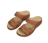 AEGJEGVD 2025 Sandales Claquettes Orthopédique Femme Été Pantoufles Rétro Compensé Claquette Épaisse Chaussons à Soutien Plantaire Confort Anti-dérapant Pantoufle Sandale de Marche Nu Pieds Piscine