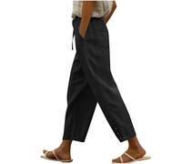 AEGJEGVD 2025 Soldes Pantalon Fluide Femme Été Grande Taille Pantalons Taille Elastique Printemps Pantalons Pas Cher Léger Respirant Ample Pants avec Poches Vetement Mode Elegant Pantalon Pas Cher
