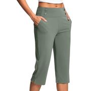 AEGJEGVD 2025 Soldes Pantalon Large Femme Été 3/4 Pantalon Capri Fluide Chic et Elegant Taille Haute Élastique Pantacourt Léger Respirant Jogging Pants de Plage avec Poches Pantalons de Survêtement P