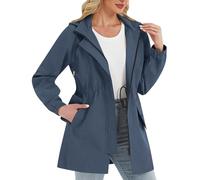 AEGJEGVD 2025 Veste Imperméable Femme À Capuche Veste Mi Saison avec Fermeture Coupe Vent Blouson Imperméable pour Femmes Softshell Manteau Pardessus Fonctionnelle Vêtement d'alpinisme en Plein Air