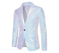 AEGJEGVD Blazer Homme Chic et Elegant Blazer à Paillettes pour Homme Coupe Ajustée Veste Costume Veste de Loisirs Un Bouton Costume de Performance Costume de Carnaval Costume pour Mariage Fête Veste