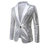 AEGJEGVD Blazer Homme Chic et Elegant Blazer à Paillettes pour Homme Coupe Ajustée Veste Costume Veste de Loisirs Un Bouton Costume de Performance Costume de Carnaval Costume pour Mariage Fête Veste