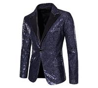 AEGJEGVD Blazer Homme Chic et Elegant Blazer à Paillettes pour Homme Coupe Ajustée Veste Costume Veste de Loisirs Un Bouton Costume de Performance Costume de Carnaval Costume pour Mariage Fête Veste