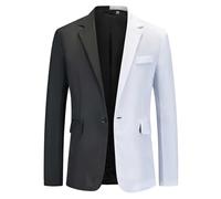 AEGJEGVD Blazer Homme Chic et Elegant Veste de Costume à Coutures Bicolores à Un Bouton pour Hommes Veste de Costume Slim Fit Blazer Formel pour Mariage Jacket Élégant Homme Costume de Carnaval