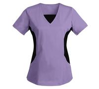 AEGJEGVD Blouse Medicale Femme Grande Taille Col en V Manche Courte Uniforme De Travail Blouse Infirmiere Femmes Professionnelle Uniforme D'infirmière Femme Esthéticienne Pas Cher