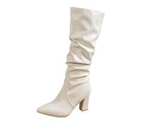 AEGJEGVD Botte Haute Femme Cuir Mollet Large Classiques Cuissardes Femmes Talon Haut Sexy Confortable Bottes Montantes Hipster Club Fête Escarpins Haute Bottes au-dessus du Genou Élégants Boots Fille