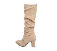 AEGJEGVD Bottes au-Dessus du Genou pour Femme Confortable Cuissarde Tirer Sur Automne Temps Hiver Boots Vintage Bottes Marche Classique Western Chaussures Botte Montantes Militaires Hipster Club Fête