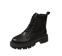 AEGJEGVD Bottes Chelsea pour Femmes Bottines De Combat à Lacets Bottines D'Hiver Bottes Militaires ImperméAbles Confortables Chaussures D'Hiver En Plein Air Bottines En Cuir Bottes Motardes