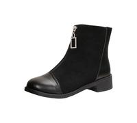 AEGJEGVD Bottes Femme de la Mode Botte Confortables Bottines avec Fermeture éclair pour l'Automne et de l'hiver Vintage Bottes et Bottines Chunky Talons Chaud Cheville Chaussons AntidéRapante