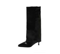 AEGJEGVD Bottes Femme Mollet Large Classiques Western Bottes mi Mollet Talon Haut Sexy Confortable Cuir Botte Montantes Hipster Club Fête Escarpins Haute Botte au-dessus du Genou Élégants Boots