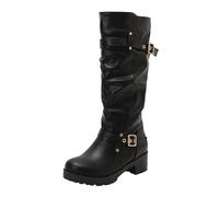 AEGJEGVD Bottes Western Femme en Cuir Mollet Large Classiques Bottes mi Mollet Talon Haut Sexy Confortables Botte Cavalières Hipster Club Fête Escarpins Haute Botte au-dessus du Genou Élégants Boots