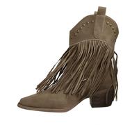 AEGJEGVD Bottes Western Femme Franges Bottine Cowboy Femmes en Daim, Chelsea Bottines Motardes Franges et Broderies Ethniques, Botte Hautes Western pour Femmes, Chaussures de Ville Style Bohème