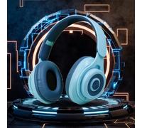 AEGJEGVD Casque Bluetooth 5.3 Réducteur de Bruit Léger Confortable et Pliable Casque sans Micro Écouteurs Bluetooth 5.3 avec Carte Enfichable Offre Flash Du Jour (Bleu clair)