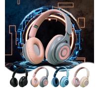 AEGJEGVD Casque Bluetooth sans Fil Gaming Casque Bluetooth Reducteur de Bruit Léger Confortable et Pliable Casque sans Micro Écouteurs Bluetooth 5.3 avec Carte Enfichable Offre Flash du Jour (Gris)