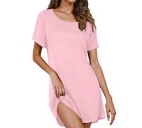 AEGJEGVD Chemise de Nuit Femme Manches Courtes Nuisette Femmes col Rond Vetements D'Intérieur Confortables pour Dames Robes de Nuit A-Linie Swing Mini Robe Chic Et Elegant Respirant Dresses Pas Cher
