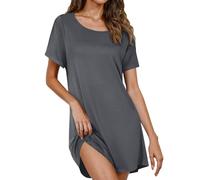 AEGJEGVD Chemise de Nuit Femme Manches Courtes Nuisette Femmes col Rond Vetements D'Intérieur Confortables pour Dames Robes de Nuit A-Linie Swing Mini Robe Chic Et Elegant Respirant Dresses Pas Cher