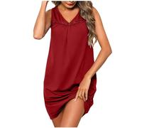AEGJEGVD Chemise de Nuit Femme sans Manches Robe Femmes Chic Et Elegant Ete Pas Chere Fluide Robes de Plage Bretelles Spaghetti Ete Décontracté A-Linie Swing Mini Robe Tunique Robes de Mariage