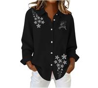 AEGJEGVD Chemise Femme Chic Et Élégant Hauts Manches Longues Col V Chemise Ample Top Décontracté Chemisiers et Blouses de Noel pour Bureau Soirée Business