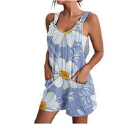 AEGJEGVD Combinaison Femme Été sans Manches Casual Combishort Femmes Bretelles Spaghetti Salopette Short Chic et Élégant Jumpsuit Loose Playsuit Soldes D'Été Décontracté Salopettes de Plage Rompers