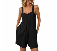 AEGJEGVD Combishort Femme Chic Mode Salopettes Femmes Shorts Combinaisons Chic Les Bretelles Pantalons Courts Combi-Short Casuel Romper Jumpsuit Salopette Pantalons de Poche Playsuits Pas Cher