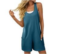 AEGJEGVD Combishort Salopette Femme ete Chic Solde Chic Sexy Mode Casual Combinaison Femmes sans Manches Vintage Boho Ensemble Vacances Jumpsuit avec Poche Pantalon Combinaisons et Combishorts Offre