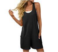 AEGJEGVD Combishort Salopette Femme ete Chic Solde Chic Sexy Mode Casual Combinaison Femmes sans Manches Vintage Boho Ensemble Vacances Jumpsuit avec Poche Pantalon Combinaisons et Combishorts Offre