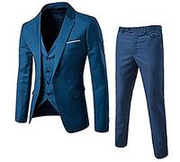 AEGJEGVD Costume Homme Mariage 3 Pièces Slim Fit Smoking Costumes Un Bouton Couleur Pure Formel Veste Gilet et Pantalon Homme Elégant Formel pour Mariage Business Dîner Élégant Costume Traditionnel