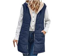 AEGJEGVD Doudoune Femme sans Manches Gilet Manteau Duvet Femmes Chaud Hiver Veste Zippé épais Chaud en Peluche Parka Manteaux et Blousons avec Capuche Grande Taille Duvet en Coton Warm Winter Coats