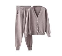 AEGJEGVD Ensemble de 2 Pièces pour Femme - Pull en Tricot à Manches Longues avec Pantalon Large Jogging - Survêtement de Sport - Cardigan