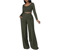 AEGJEGVD Ensemble Femme Chic et Elegant Tenue de Sport Femmes Vetement Bas de Survetement Sweat T-shirt Manches Longues + Jogging Pantalon Tenues Interieur Sportwear Homewear Loungewear Tracksuit Set