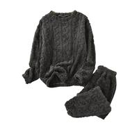 AEGJEGVD Ensembles de Pyjama Femme en Polaire Hiver Chaud Vêtement de Nuit à Manches Longues Doux Pyjama Pilou Pilou Combinaison Pyjamas Filles Flanelle Loungewear Sleepwear Vetement Homewear