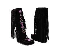 AEGJEGVD Femme Botte Elégant Décontractée Hautes Bottes au Genou Bottes de Neige Rehausser Les Chaussures Gland Décoration Militaires Pointure Boots Western pour Femmes Hautes