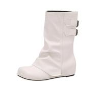AEGJEGVD Femme Botte Plate Combat mi Mollet Classiques Botte Femmes Confortable Bottine pour l'Automne et de l'hiver Vintage Bottes et Bottines Cheville Chaussons LéGèRes AntidéRapante Boots