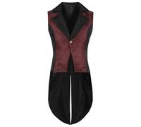 AEGJEGVD Gilet Costume Homme Steampunk Veste Steampunk Vintage Gothique Médiévale pour Hommes sams Manches Victorien, Renaissance, Gothique, Rétro, Halloween, Cosplay, Costume Adulte Cosplay Tailcoat