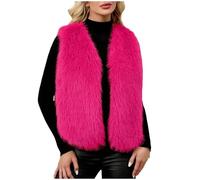 AEGJEGVD Gilet Court Femme Fausse Fourrure Manteau sans Manches Cardigan Imitation Fourrure Hiver Gilet Femmes Automne Hiver Chaude en Peluche Veste sans Manche Manteau en Fausse Grand Taille Cadeau