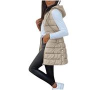 AEGJEGVD Gilet Femme Chaud sans Manche Doudoune Veste Longue Hiver Manteau Zippé avec Capuche Parka Parka Matelassé Blouson Manteaux d'hiver Doudoune Outercoat Veste en Duvet Puffer Jacket avec Poche