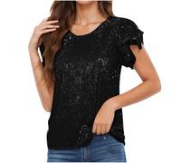 AEGJEGVD Haut Rouge Femme Chic Et Elegant à Paillettes Chemisier À Paillettes Femme Disco Manche Longue Blouse Chic Élégant Printemps T Shirt Glitter Soirée Disco Tunique Décontracté Tenue de Fete