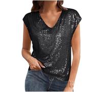 AEGJEGVD Haut Rouge Femme Chic Et Elegant à Paillettes Chemisier À Paillettes Femme Disco Manche Longue Blouse Chic Élégant Printemps T Shirt Glitter Soirée Disco Tunique Décontracté Tenue de Fete