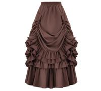 AEGJEGVD Jupe de Renaissance médiévale pour femme - Jupe victorienne avec volants - Ourlet en dentelle - Taille haute - Taille haute - Jupes longue vintage - Cosplay - Robe de fête pas cher
