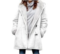 AEGJEGVD Manteau en Laine Femme Hiver avec Capuche Manteaux Femmes Hiver Doublé Polaire Chaud Manches Longues Blouson À Capuche éclair Grande Taille épaissir Parka Manteaux Fille Doudoune Outercoat
