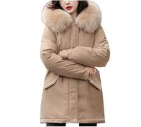 AEGJEGVD Manteau Femme Hiver Doudoune Chaud Parka Longue Blouson À Capuche en Fausse Fourrure Trenche Grande Taille Duvet en Coton Puffer Jacket Fille Cadeau Noel