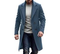 AEGJEGVD Manteau Homme Mi-Long en Laine Chaud pour Automne Hiver Trench Coat Classique Parka Pardessus Caban Couleur Unie Slim Fit Business Duffle-Coats Coup-Vent Revers Overcoat Manteaux et Blousons