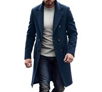 AEGJEGVD Manteau Homme Mi-Long en Laine Chaud pour Automne Hiver Trench Coat Classique Parka Pardessus Caban Couleur Unie Slim Fit Business Duffle-Coats Coup-Vent Revers Overcoat Manteaux et Blousons