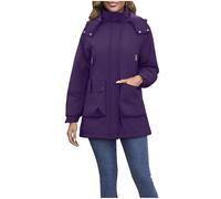 AEGJEGVD Manteau Imperméable Femme Veste Parka Imperméable avec Capuche Hiver Chaud Coupe-Vent avec Poches et Doublure ZippéE Parka Manteau Coupe-Vent Polaire ImperméAbles Femmes Veste de Pluie